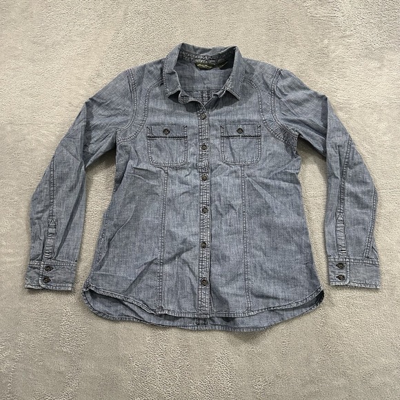 Eddie Bauer Tops - Eddie Bauer Button Shirt Women's M Denim Blue Western Cottage Casual